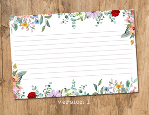 floral recipe cards
