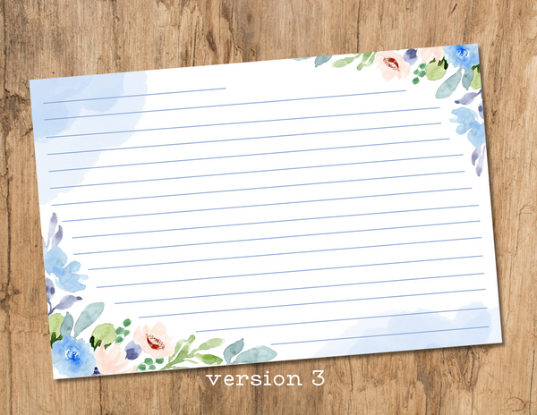 floral recipe cards