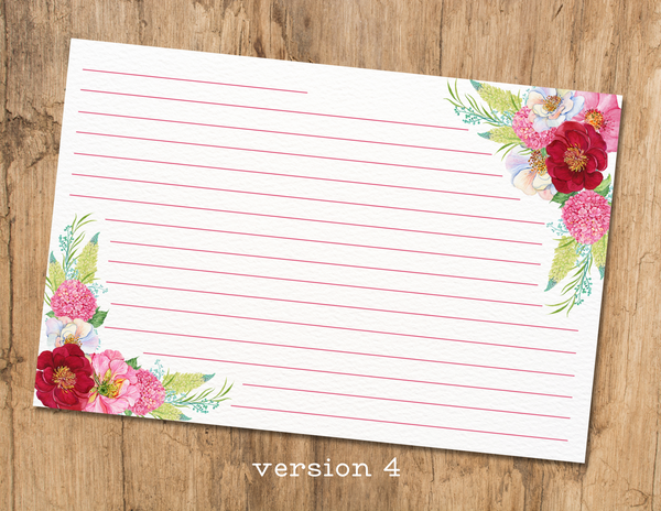 floral recipe cards
