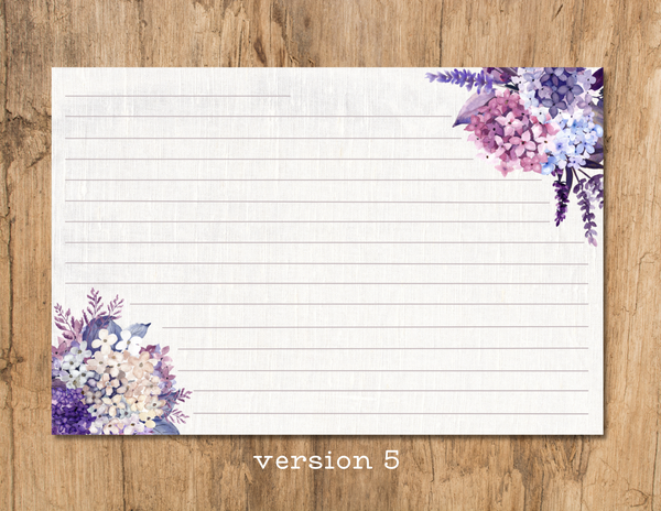 floral recipe cards