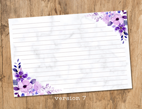 floral recipe cards