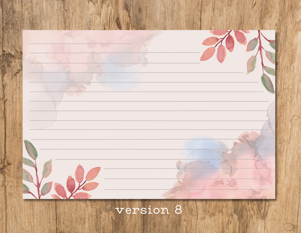 floral recipe cards