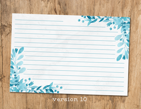 floral recipe cards