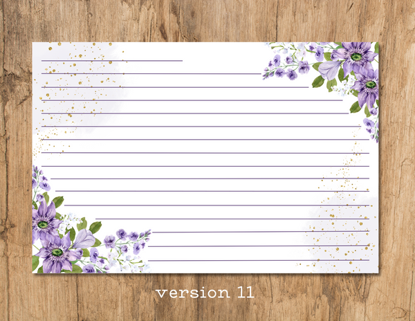 floral recipe cards