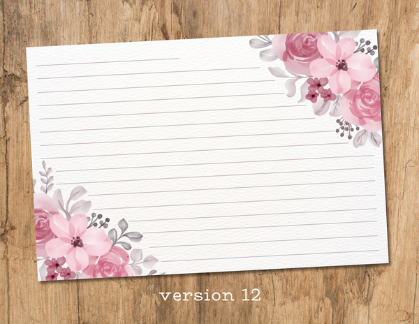 floral recipe cards