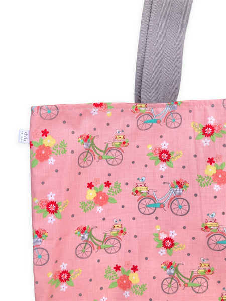 pink bikes market bag