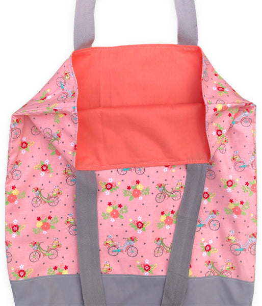 pink bikes market bag