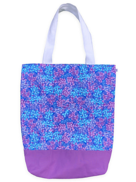 blue & purple hydrangea market bag