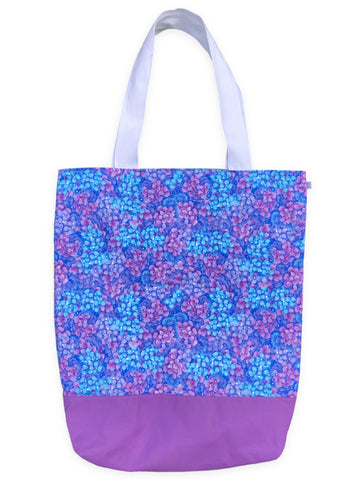 blue & purple hydrangea market bag