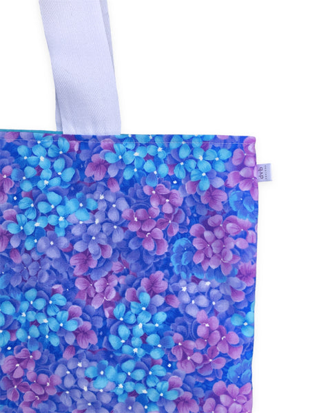 blue & purple hydrangea market bag