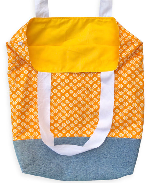 orange floral market bag