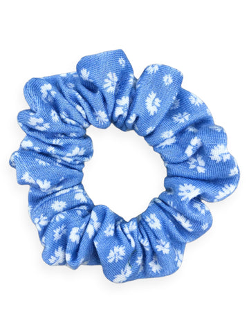 blue & white daisy scrunchie