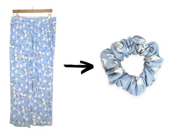 blue floral scrunchie