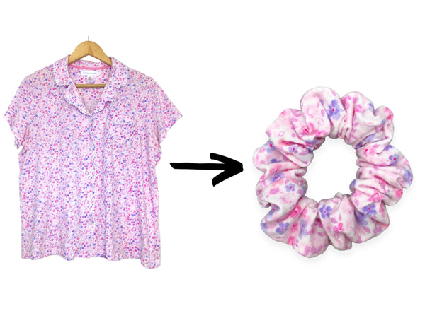 pink floral scrunchie