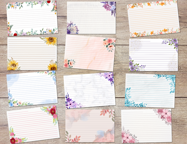 floral recipe cards