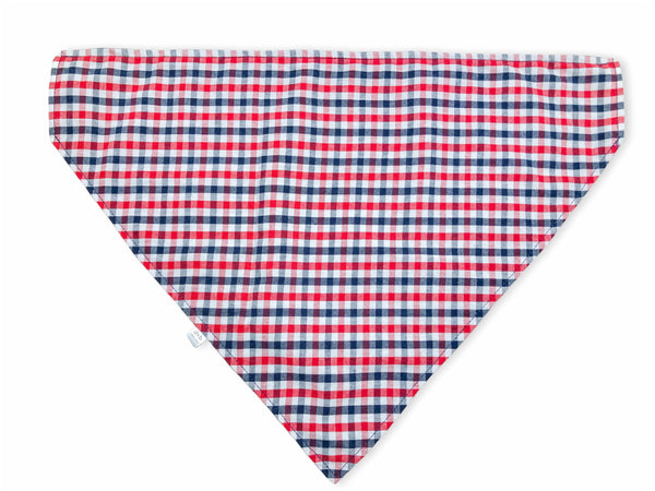 red & navy gingham pet bandana