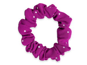 magenta polka dot scrunchie