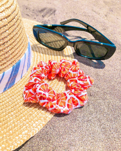 orange print scrunchie