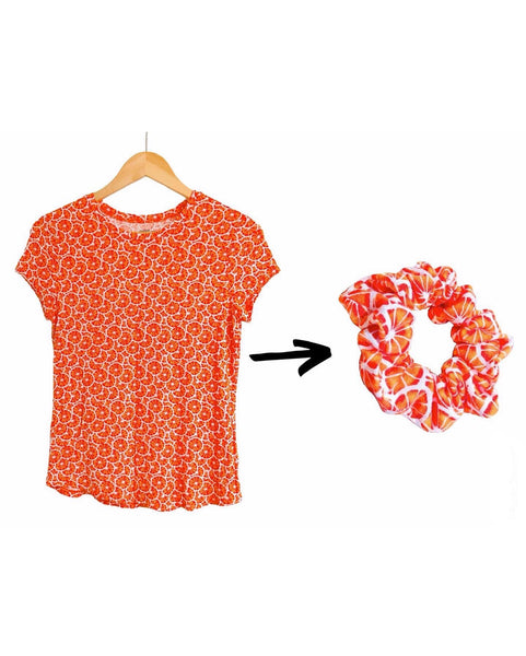 orange print scrunchie