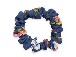 navy floral scrunchie