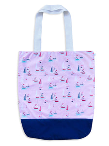 pink sail boat market bag