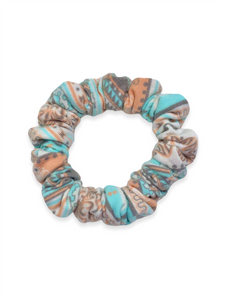 teal & peach scrunchie