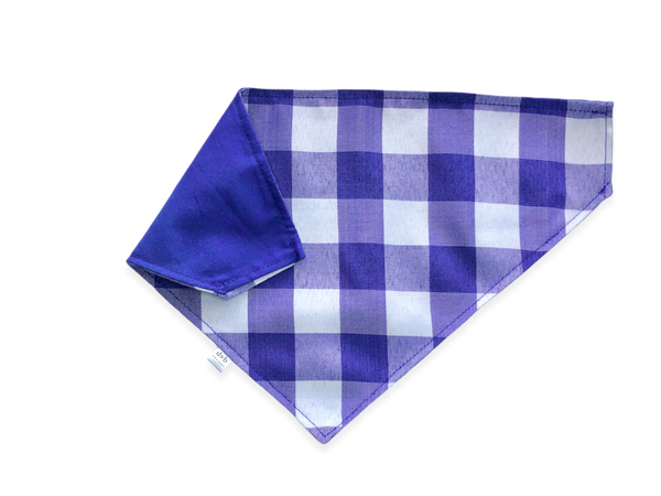 purple gingham pet bandana