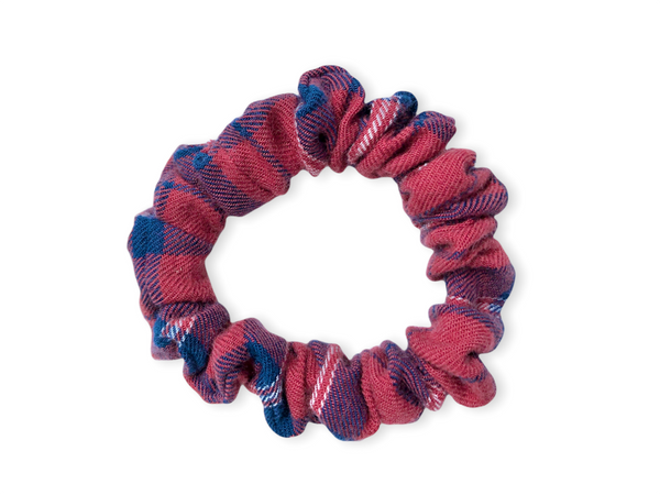 red & navy flannel scrunchie