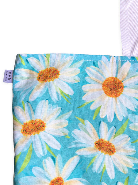 teal floral market bag