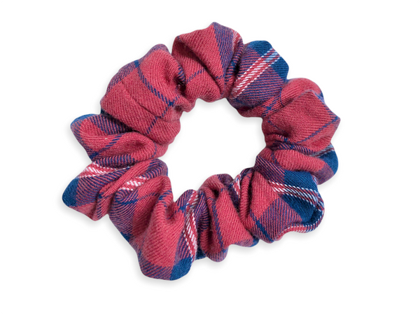 red & navy flannel scrunchie