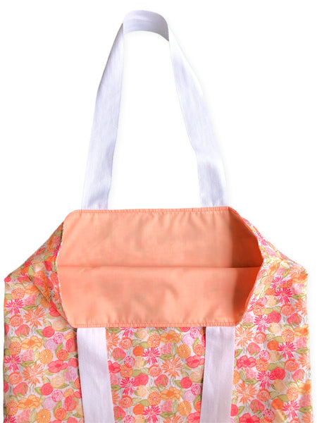 orange & pink floral market bag