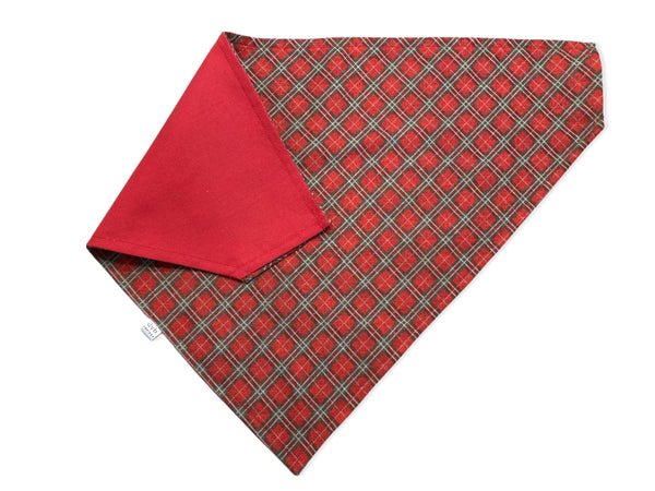 red & green plaid pet bandana