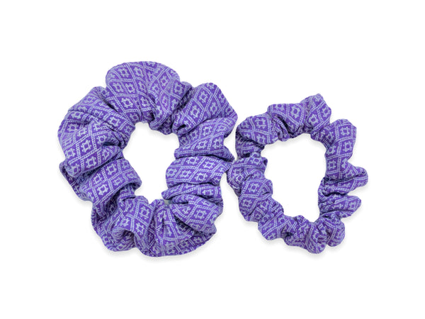 purple & white scrunchie