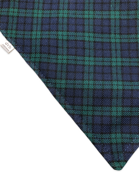 navy & green tartan pet bandana