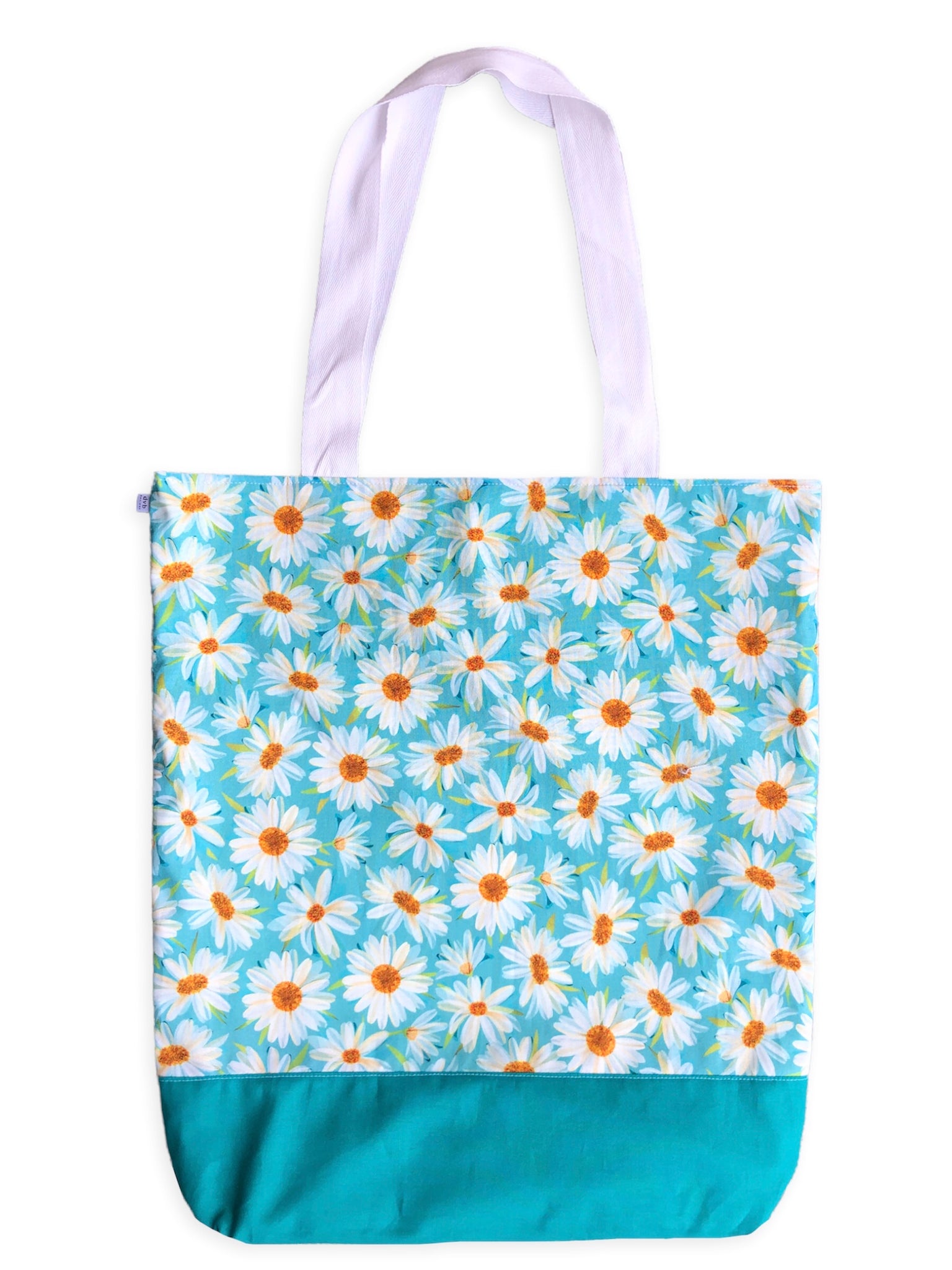 teal floral market bag