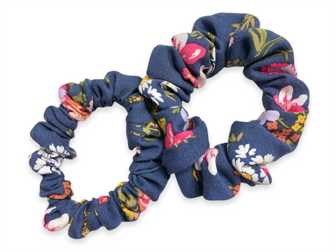 navy floral scrunchie