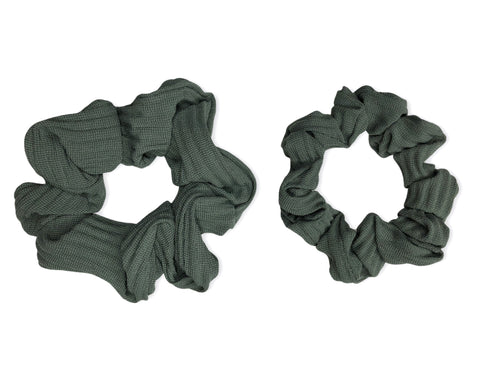 green ribbed scrunchie