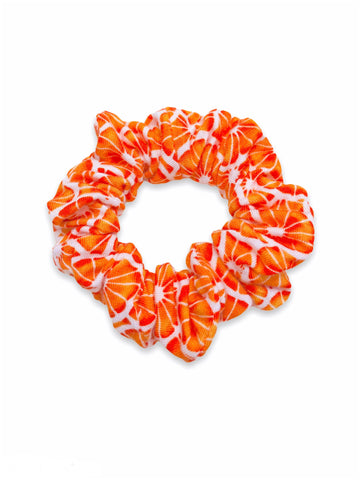 orange print scrunchie