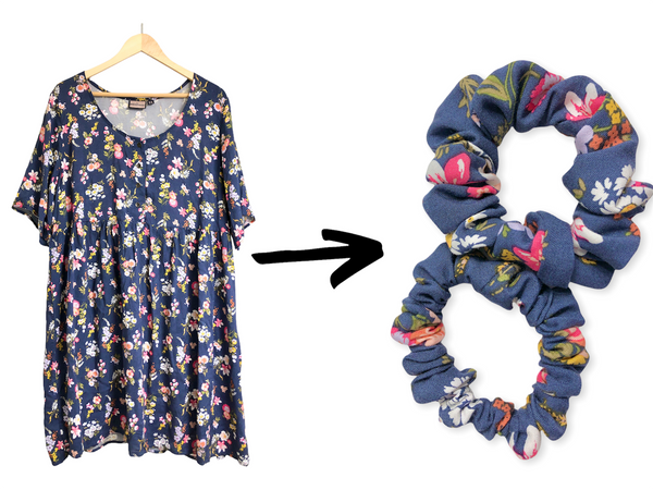 navy floral scrunchie