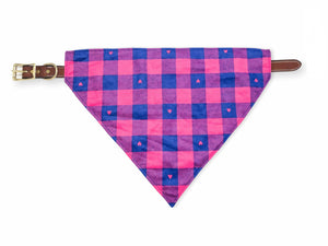 pink & navy flannel pet bandana