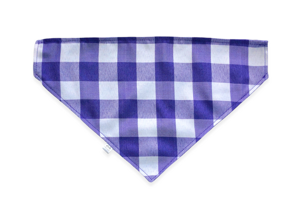 purple gingham pet bandana