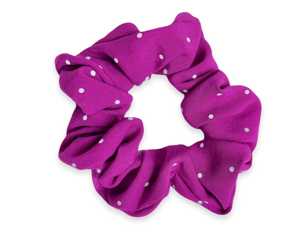 magenta polka dot scrunchie