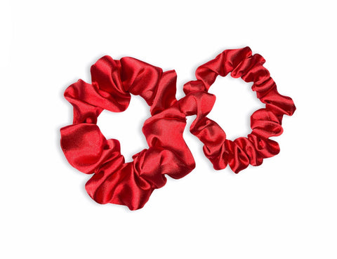 red satin scrunchie