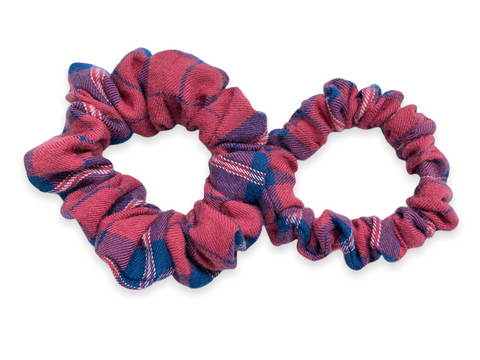 red & navy flannel scrunchie