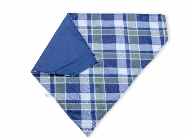 navy & green flannel pet bandana