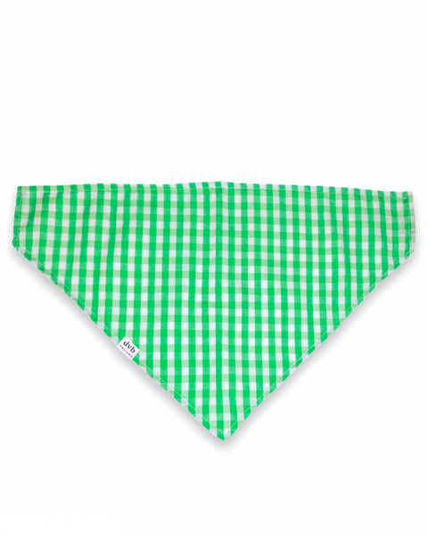 green gingham pet bandana