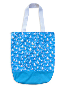 blue sail boat market bag