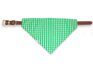 green gingham pet bandana