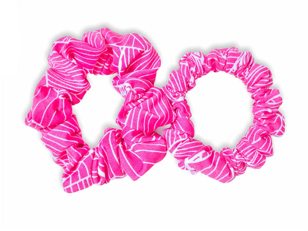 hot pink & white scrunchie