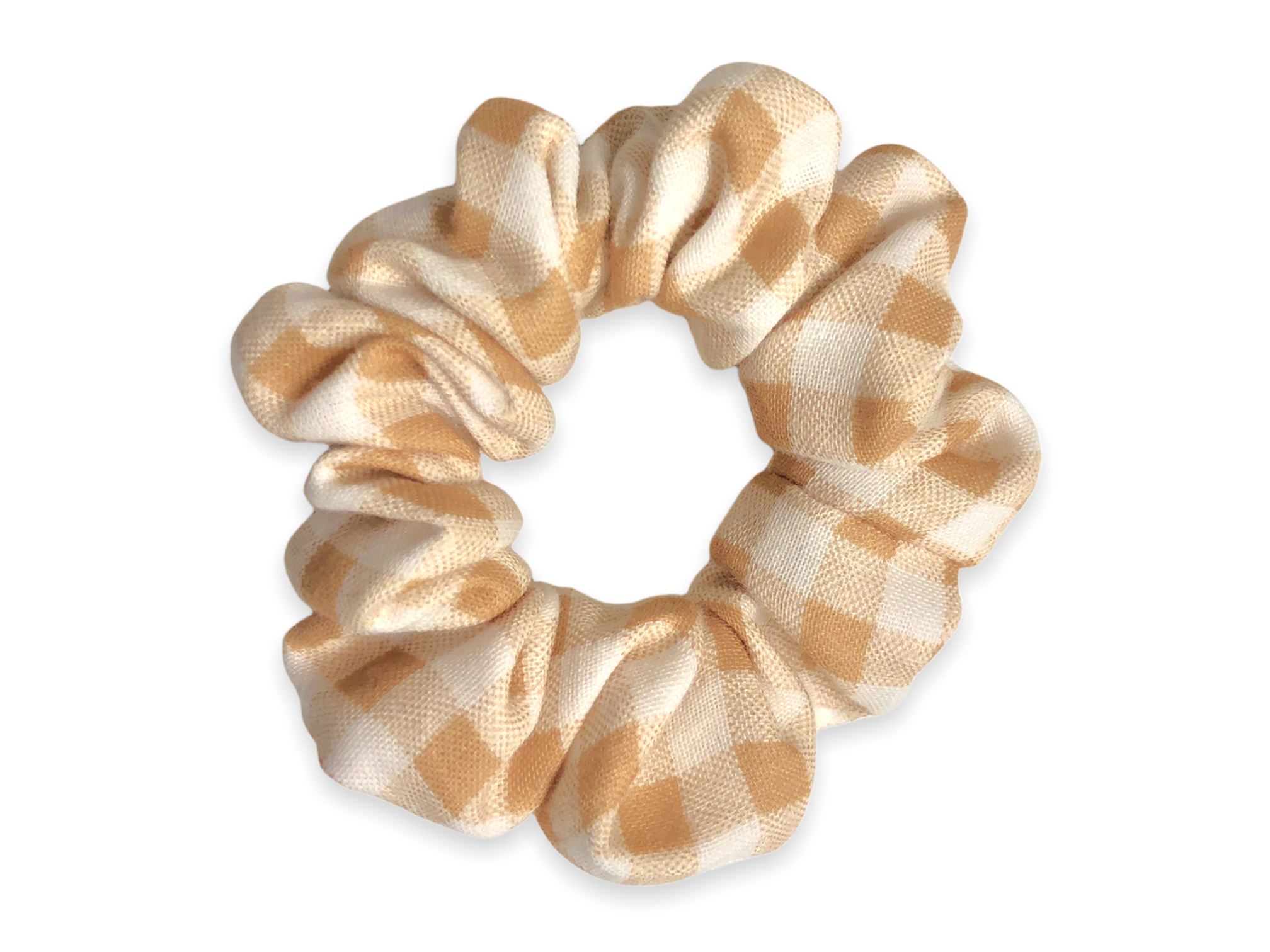 beige gingham scrunchie